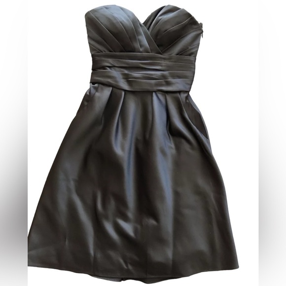 Bill Levkoff Strapless Black Satin Formal Dress - Picture 2 of 8